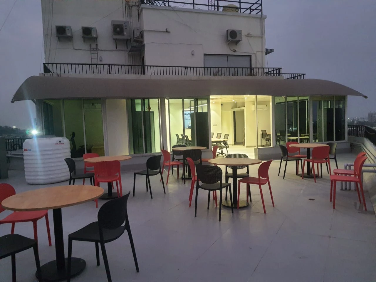 Rooftop breakout terrace at the Lokmat Bhavan centre